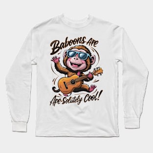 Funky Jamming: Baboon Guitarist Long Sleeve T-Shirt